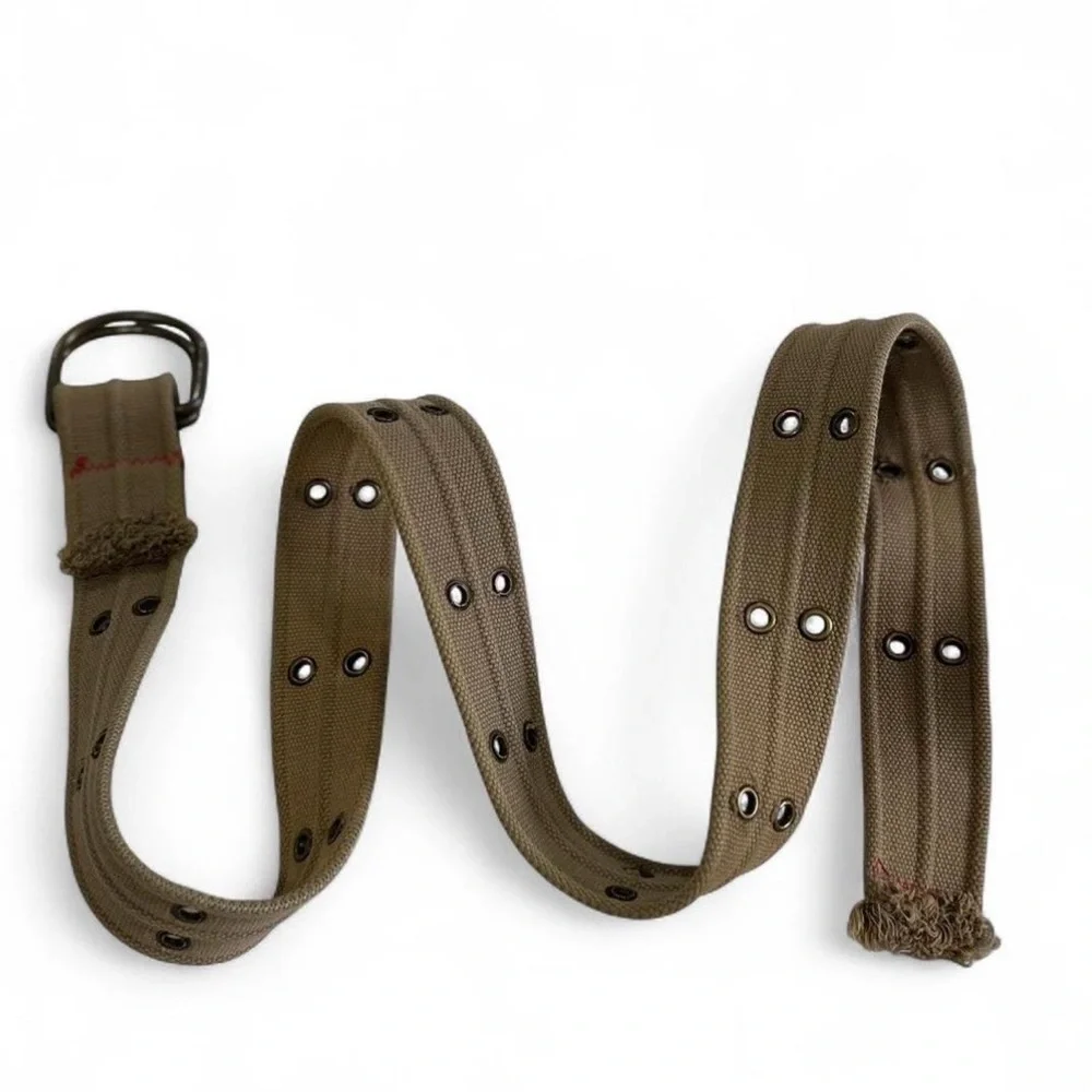y2k Canvas Chunky Belt with Grommets & Double D-Ring Buckle Closure Large